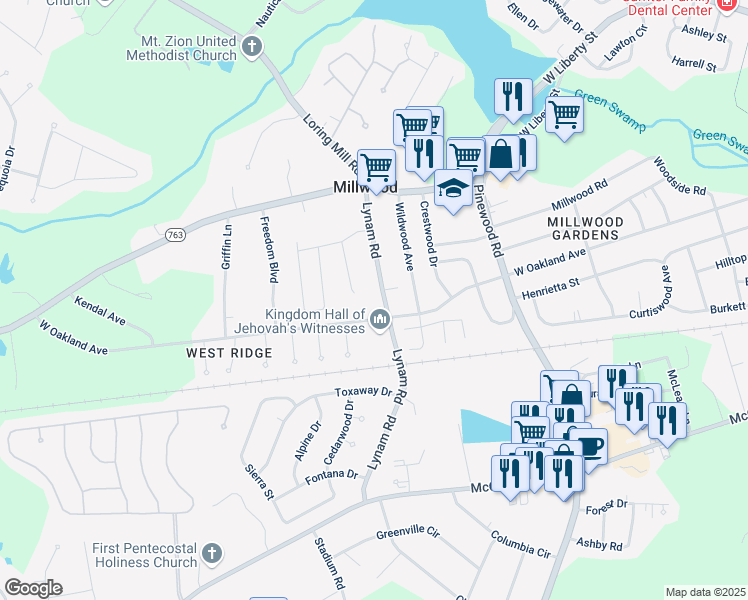 map of restaurants, bars, coffee shops, grocery stores, and more near 60 Lynam Road in Sumter