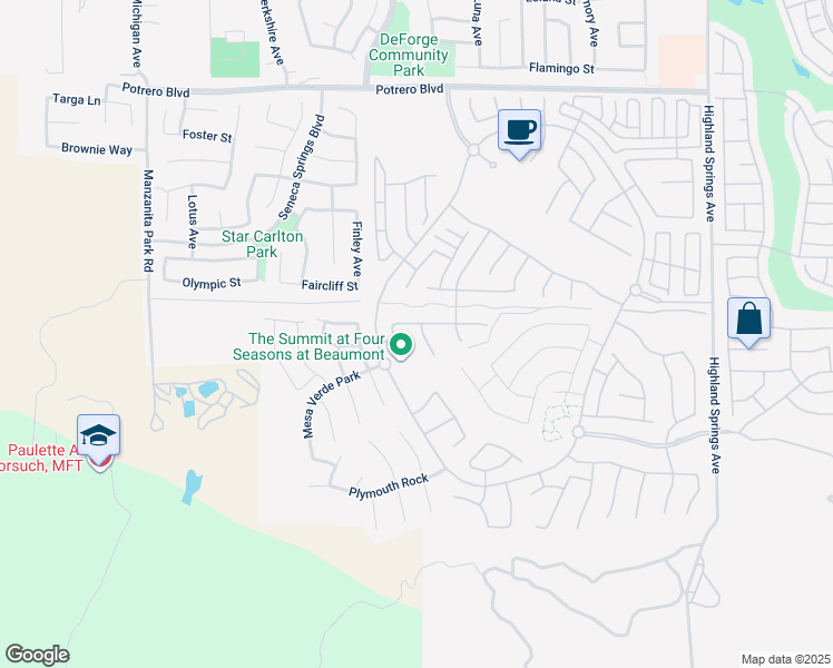 map of restaurants, bars, coffee shops, grocery stores, and more near 317 Calvert Park in Beaumont