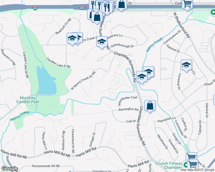 map of restaurants, bars, coffee shops, grocery stores, and more near 3984 D Youville Court in Atlanta