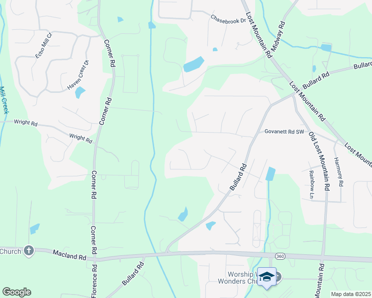 map of restaurants, bars, coffee shops, grocery stores, and more near 1740 Wilkshire Court in Powder Springs