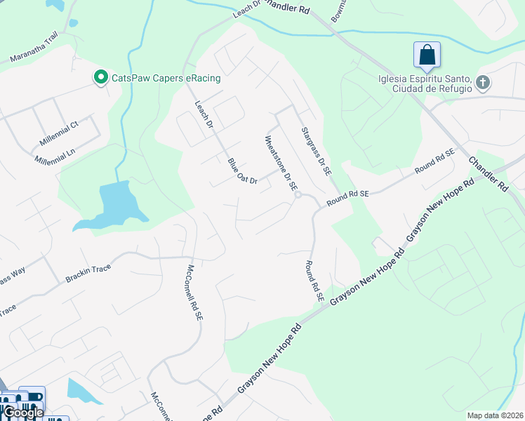 map of restaurants, bars, coffee shops, grocery stores, and more near 60 Whitegrass Way in Grayson