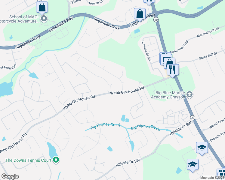 map of restaurants, bars, coffee shops, grocery stores, and more near 1461 Marthas Court in Lawrenceville