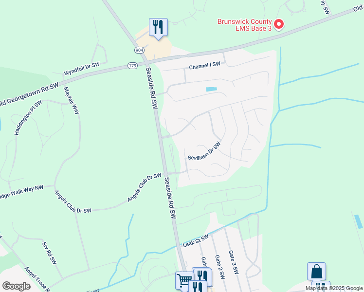 map of restaurants, bars, coffee shops, grocery stores, and more near 1250 Neptuno Court in Ocean Isle Beach