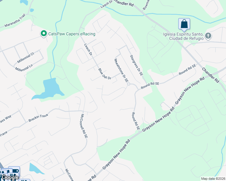 map of restaurants, bars, coffee shops, grocery stores, and more near 60 Whitegrass Way in Grayson