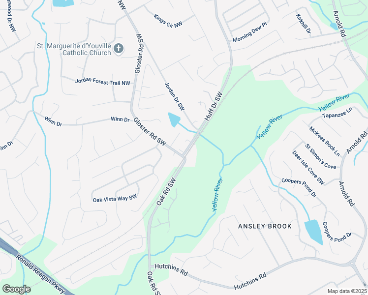 map of restaurants, bars, coffee shops, grocery stores, and more near 2735 Huff Drive Southwest in Lawrenceville