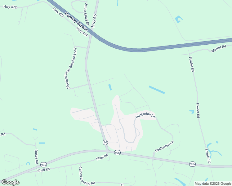 map of restaurants, bars, coffee shops, grocery stores, and more near 206 Dudley Lane in Conway