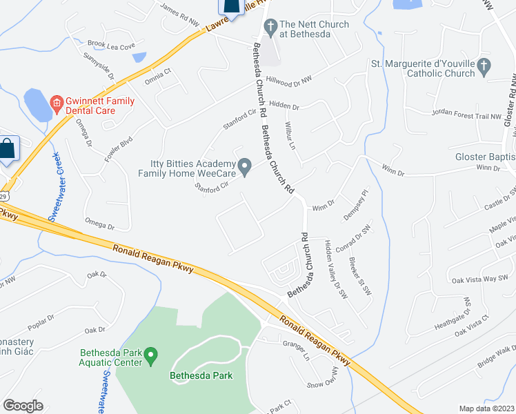 map of restaurants, bars, coffee shops, grocery stores, and more near 103 Sir Gregory Manor Northwest in Lawrenceville