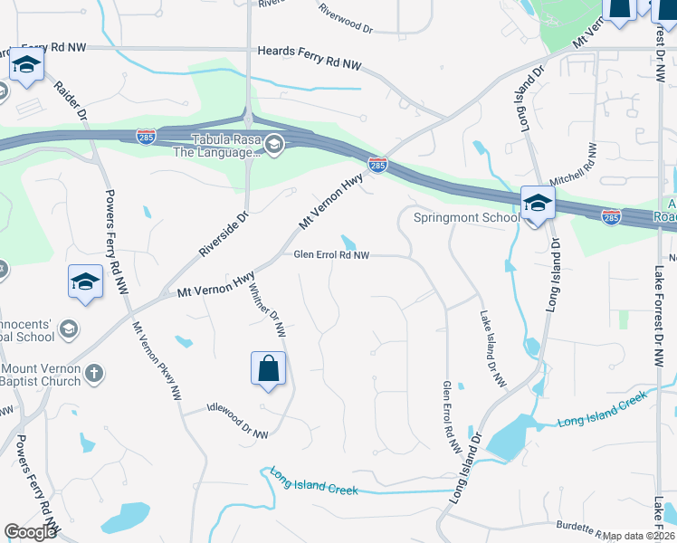 map of restaurants, bars, coffee shops, grocery stores, and more near 5625 Claire Rose Lane in Sandy Springs