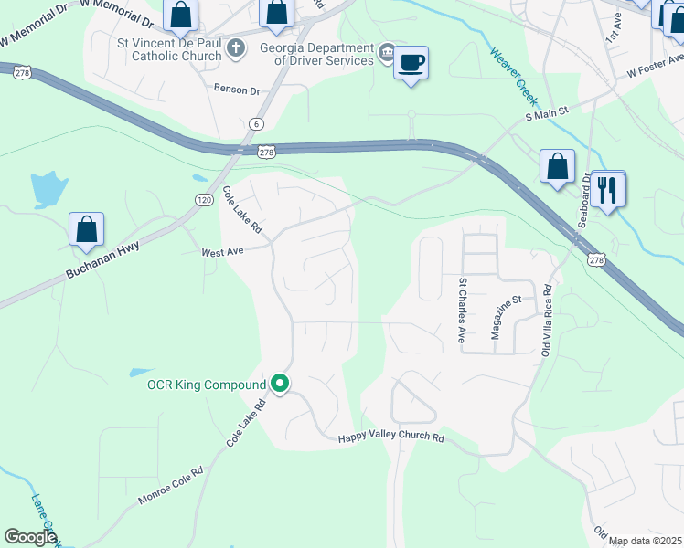 map of restaurants, bars, coffee shops, grocery stores, and more near 105 Comet Court in Dallas