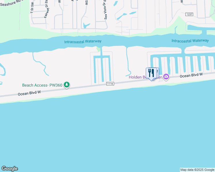 map of restaurants, bars, coffee shops, grocery stores, and more near 555 Ocean Boulevard West in Holden Beach