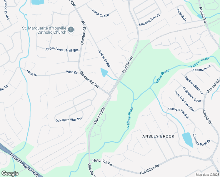map of restaurants, bars, coffee shops, grocery stores, and more near 2735 Huff Drive Southwest in Lawrenceville
