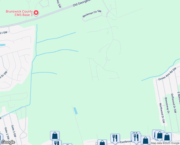 map of restaurants, bars, coffee shops, grocery stores, and more near 6445 Twinspur Court SW in Brunswick County