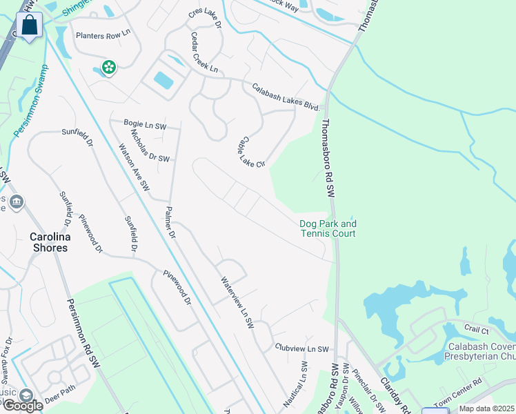 map of restaurants, bars, coffee shops, grocery stores, and more near 8 Wave Lane in Calabash