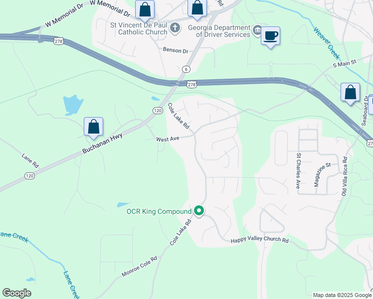 map of restaurants, bars, coffee shops, grocery stores, and more near 316 Cole Lake Road in Dallas