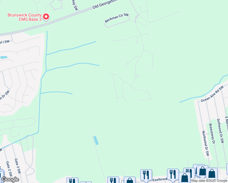 map of restaurants, bars, coffee shops, grocery stores, and more near 6445 Twinspur Court SW in Brunswick County