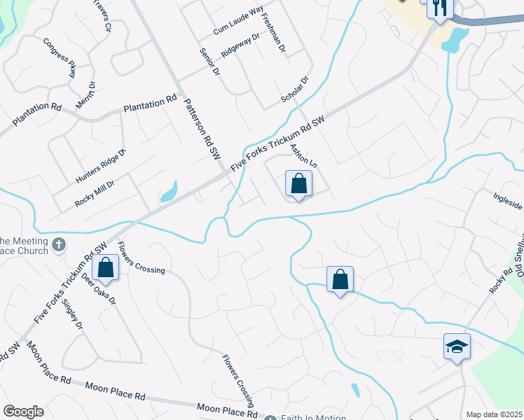 map of restaurants, bars, coffee shops, grocery stores, and more near 803 Baugh Springs Lane in Lawrenceville