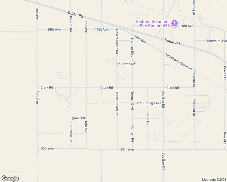 map of restaurants, bars, coffee shops, grocery stores, and more near 19107 Desert Haven Road in Desert Hot Springs