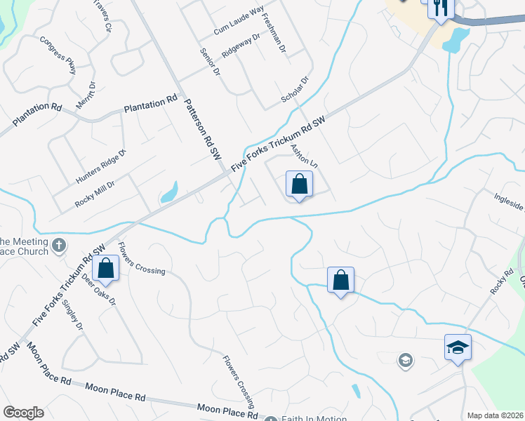 map of restaurants, bars, coffee shops, grocery stores, and more near 803 Baugh Springs Lane in Lawrenceville