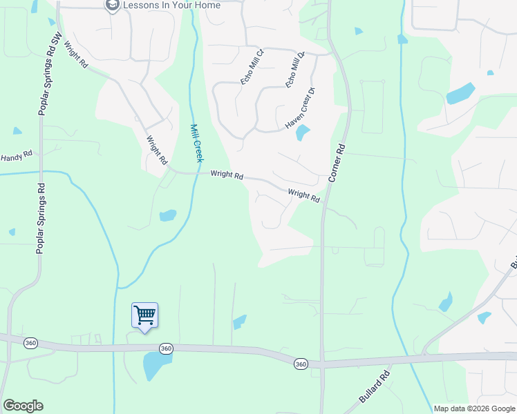 map of restaurants, bars, coffee shops, grocery stores, and more near 5351 Barlow Pass Southwest in Powder Springs