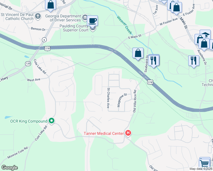 map of restaurants, bars, coffee shops, grocery stores, and more near 113 Saint Ann Street in Dallas