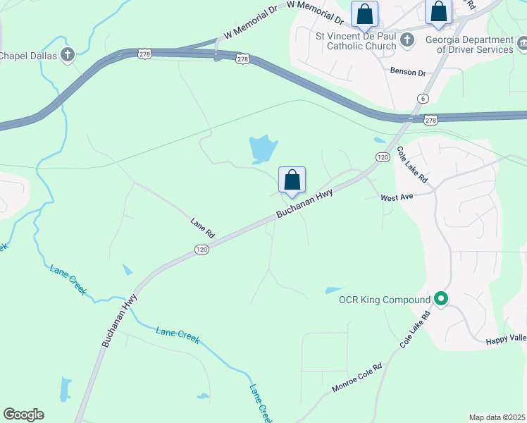 map of restaurants, bars, coffee shops, grocery stores, and more near 618 Buchanan Highway in Dallas