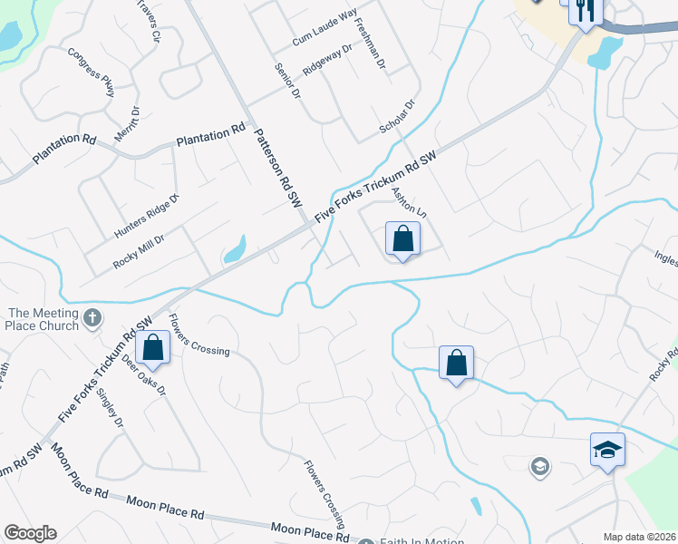 map of restaurants, bars, coffee shops, grocery stores, and more near 803 Baugh Springs Lane in Lawrenceville