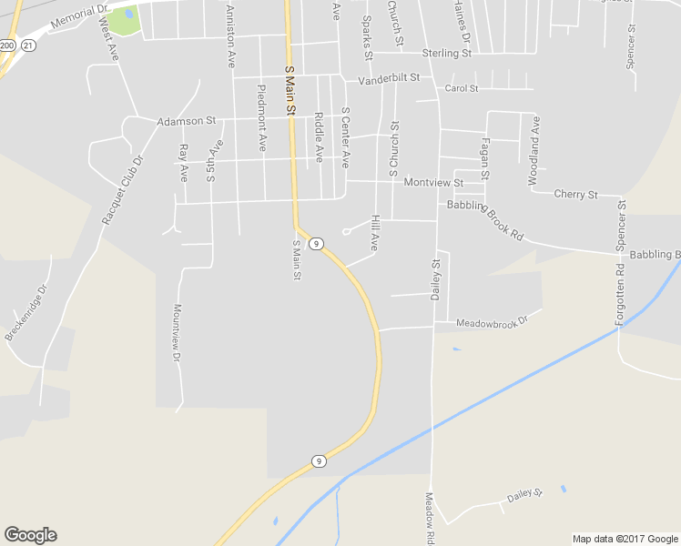 map of restaurants, bars, coffee shops, grocery stores, and more near 20533 Alabama 9 in Piedmont