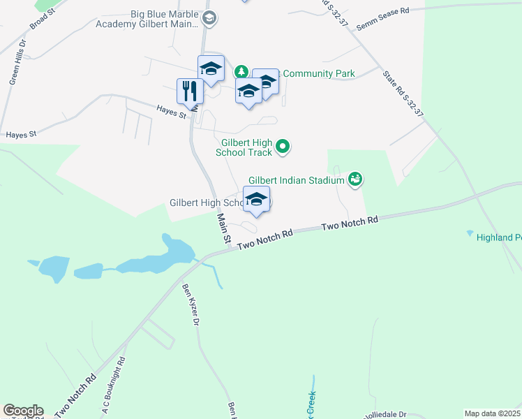 map of restaurants, bars, coffee shops, grocery stores, and more near 840 Main Street in Gilbert