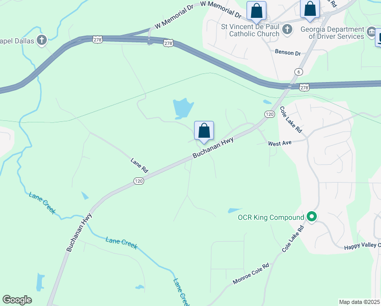 map of restaurants, bars, coffee shops, grocery stores, and more near 618 Buchanan Highway in Dallas