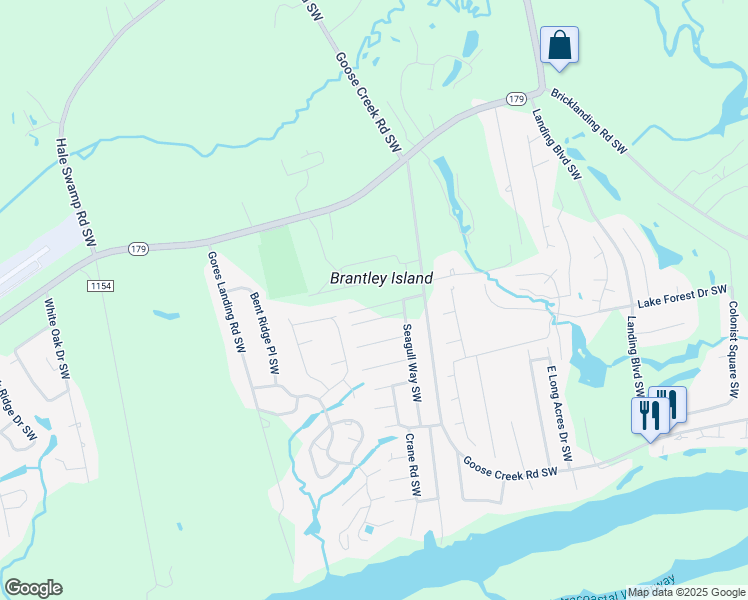 map of restaurants, bars, coffee shops, grocery stores, and more near 5444 Wren Road Southwest in Ocean Isle Beach