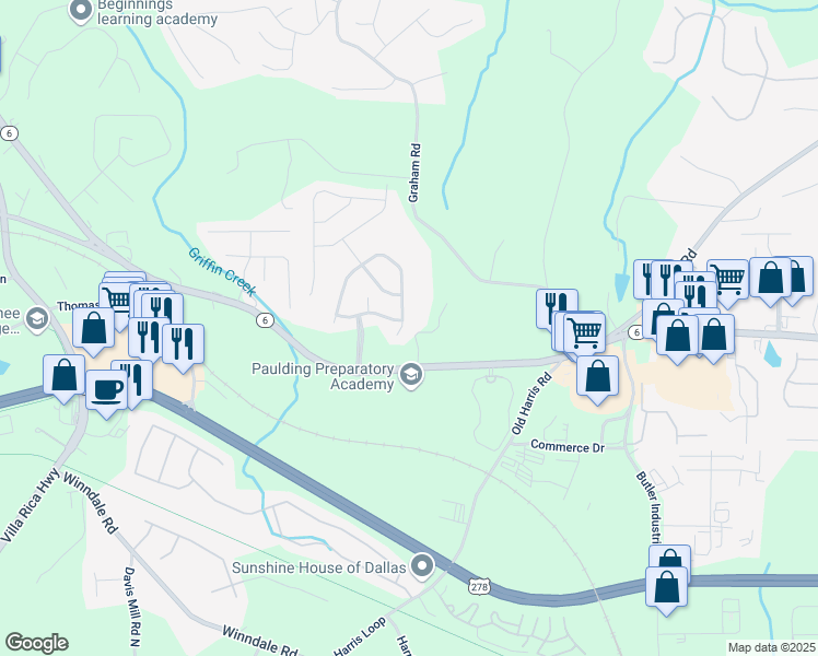 map of restaurants, bars, coffee shops, grocery stores, and more near 108 Heritage Club Circle in Dallas