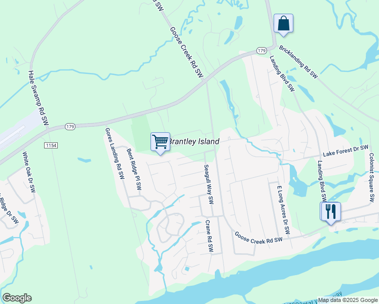 map of restaurants, bars, coffee shops, grocery stores, and more near 5444 Wren Road Southwest in Ocean Isle Beach