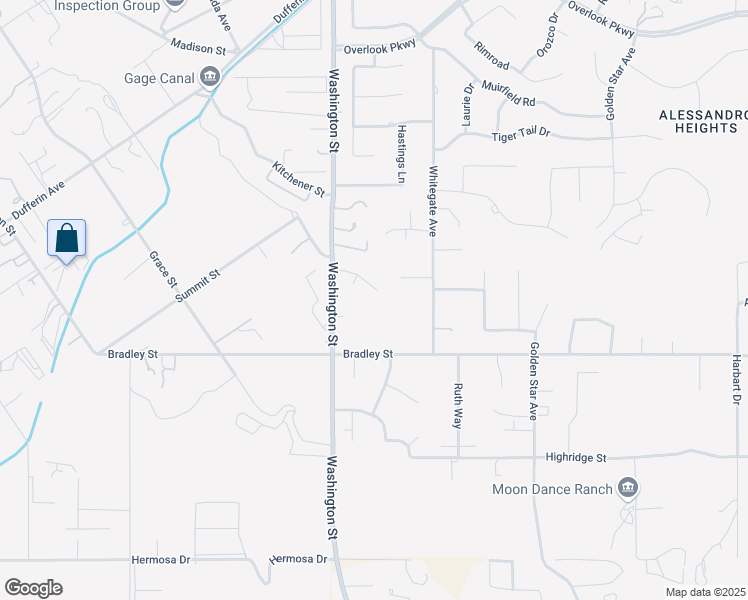 map of restaurants, bars, coffee shops, grocery stores, and more near 1620 Dustin Place in Riverside