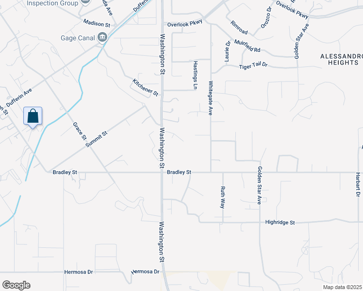 map of restaurants, bars, coffee shops, grocery stores, and more near 1620 Dustin Place in Riverside