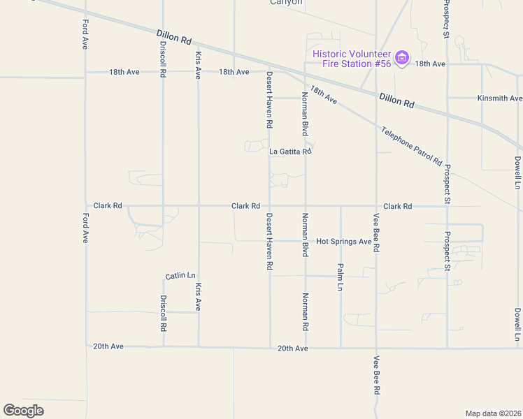 map of restaurants, bars, coffee shops, grocery stores, and more near 19107 Desert Haven Road in Desert Hot Springs