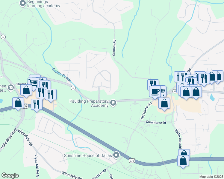 map of restaurants, bars, coffee shops, grocery stores, and more near 108 Heritage Club Circle in Dallas