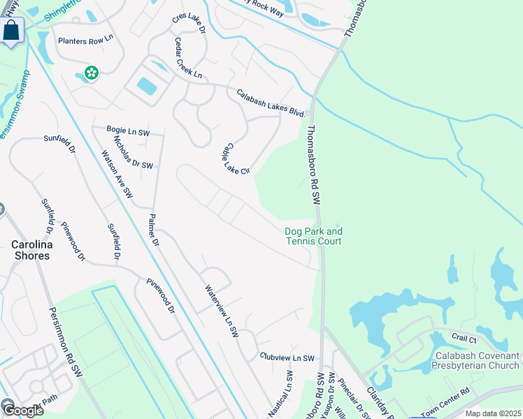 map of restaurants, bars, coffee shops, grocery stores, and more near 157 Lighthouse Cove Loop in Calabash
