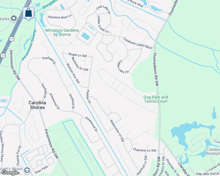 map of restaurants, bars, coffee shops, grocery stores, and more near 49 Lighthouse Cove Loop in Calabash