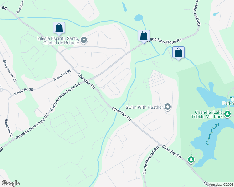 map of restaurants, bars, coffee shops, grocery stores, and more near 1968 White Top Road Southeast in Lawrenceville
