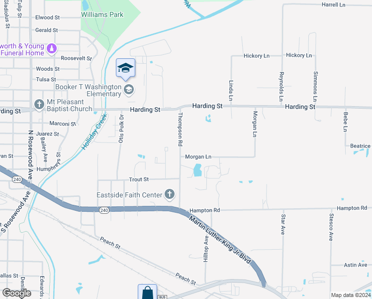 map of restaurants, bars, coffee shops, grocery stores, and more near 1119 Thompson Road in Wichita Falls