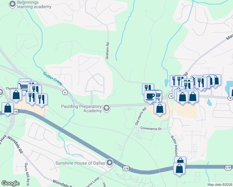 map of restaurants, bars, coffee shops, grocery stores, and more near 146 Nature Path in Dallas