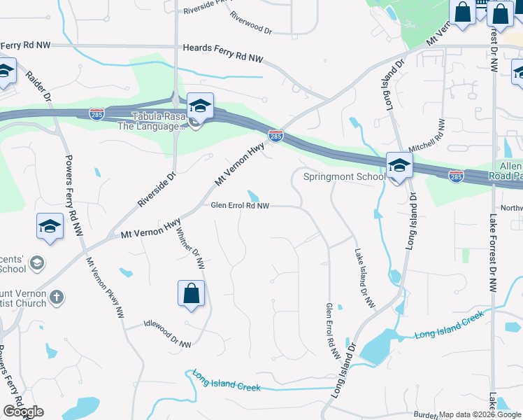 map of restaurants, bars, coffee shops, grocery stores, and more near 5625 Claire Rose Lane in Sandy Springs
