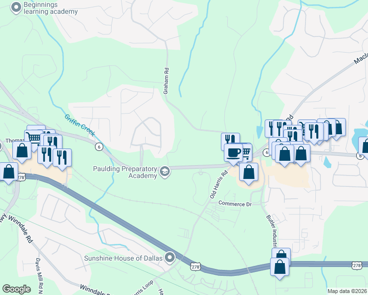 map of restaurants, bars, coffee shops, grocery stores, and more near 146 Nature Path in Dallas