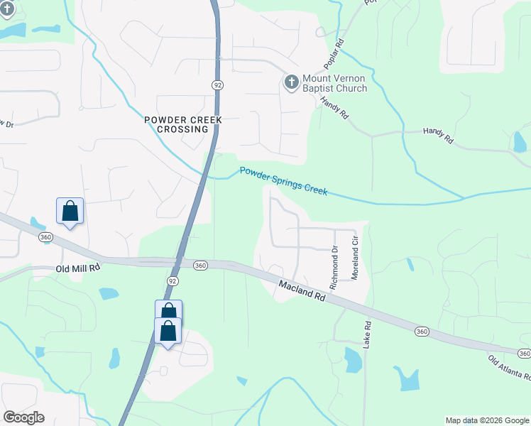 map of restaurants, bars, coffee shops, grocery stores, and more near 211 Christopher Drive in Hiram