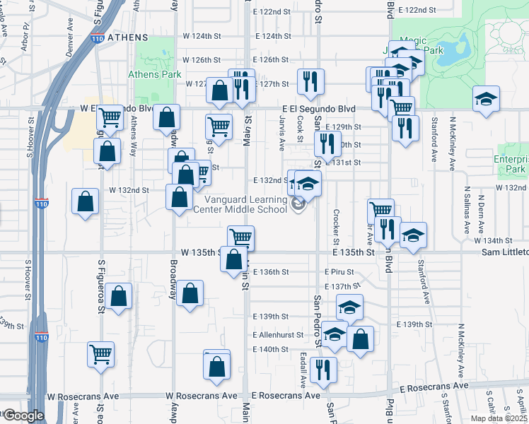 map of restaurants, bars, coffee shops, grocery stores, and more near in Willowbrook