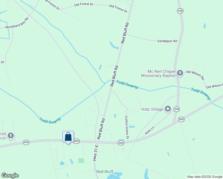 map of restaurants, bars, coffee shops, grocery stores, and more near 104 Winding Path Drive in Loris