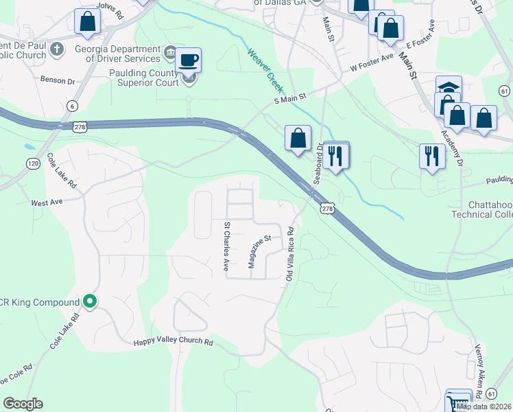 map of restaurants, bars, coffee shops, grocery stores, and more near 402 Lafayette Street in Dallas