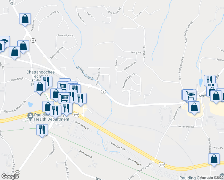 map of restaurants, bars, coffee shops, grocery stores, and more near 233 Logan Creek Lane in Dallas