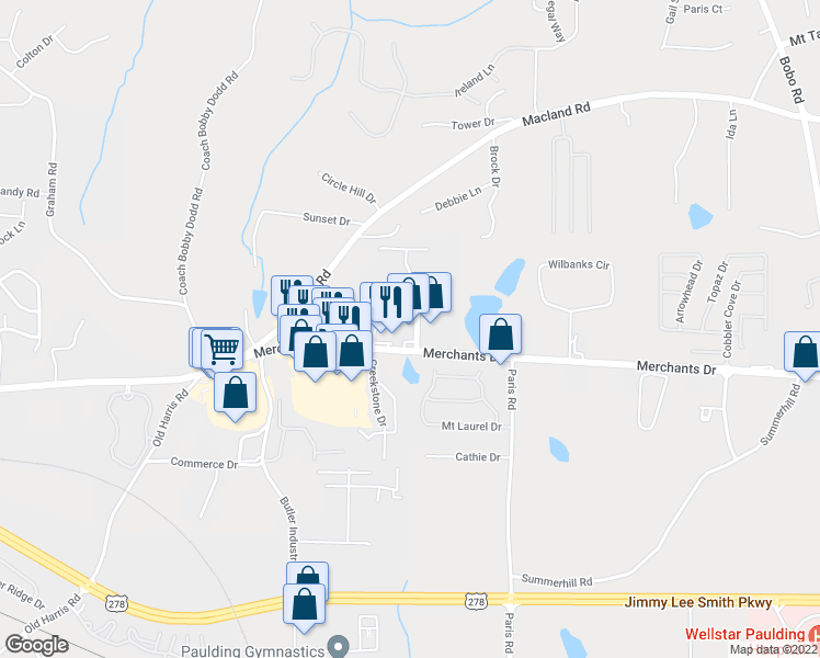 map of restaurants, bars, coffee shops, grocery stores, and more near 1293 Merchants Drive in Dallas