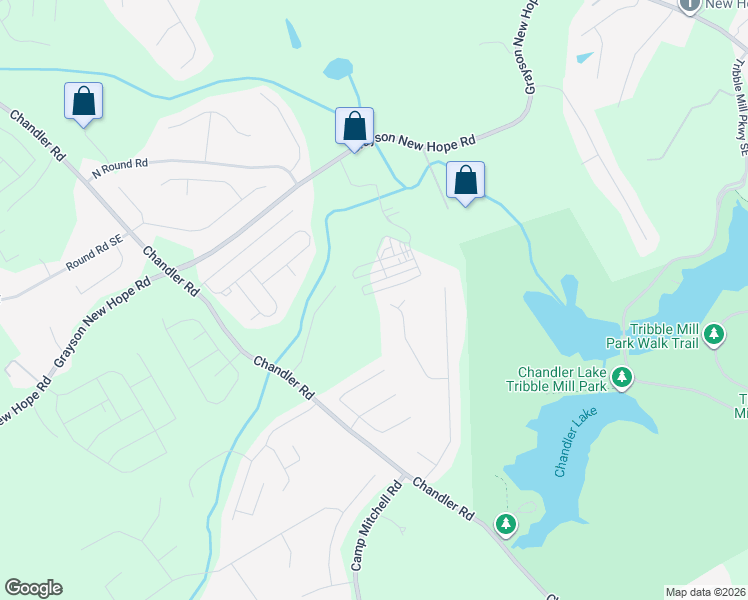 map of restaurants, bars, coffee shops, grocery stores, and more near 597 Cattail Ives Road in Lawrenceville